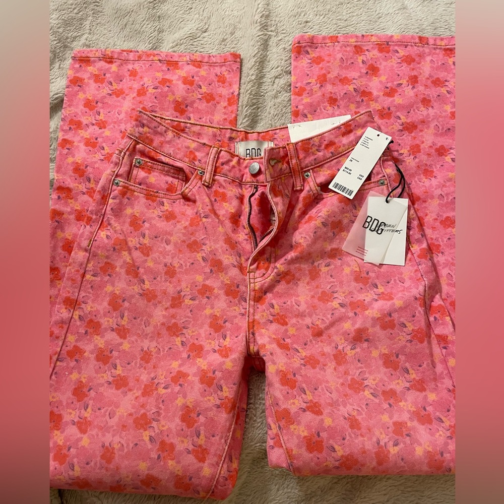 NWT BDG High Rise Flare Leg Floral Denim Pants